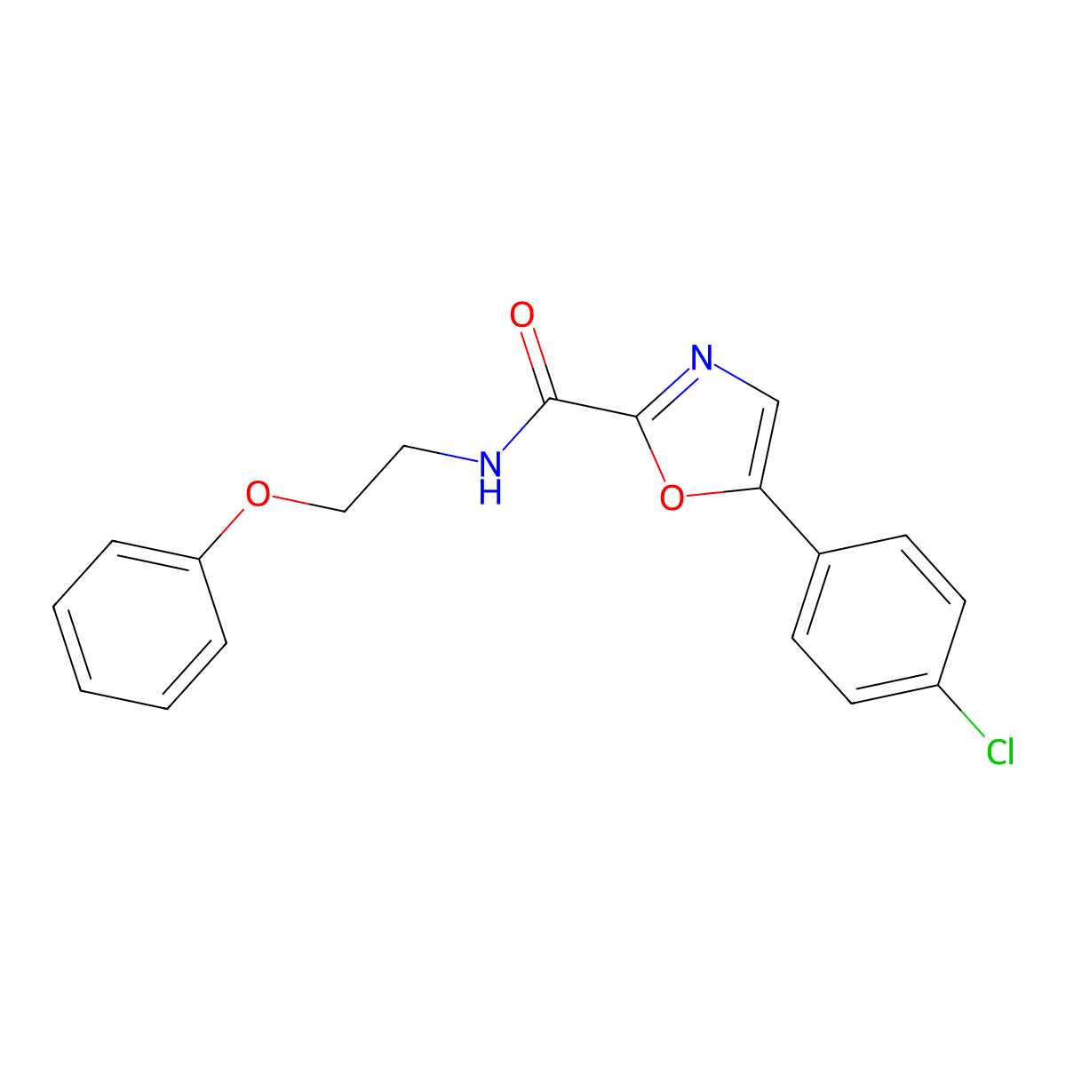 5-(4-chlorophenyl)-N-(2-phenoxyethyl)oxazole-2-carboxamide molecular structure, CAS 1798620-14-0