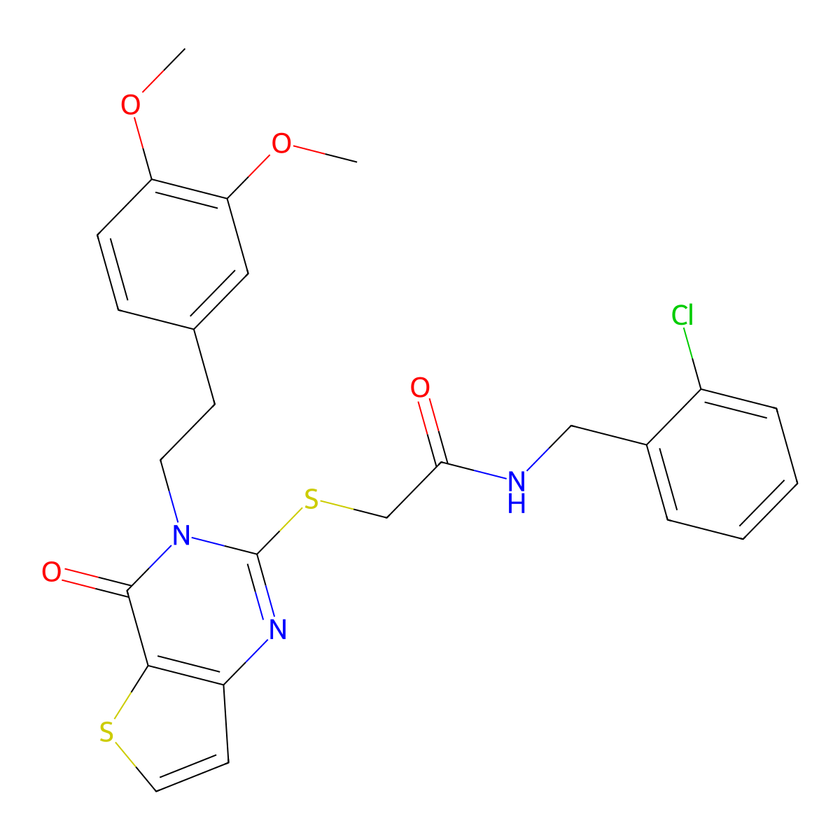 N-(2-chlorobenzyl)-2-((3-(3,4-dimethoxyphenethyl)-4-oxo-3,4-dihydrothieno[3,2-d]pyrimidin-2-yl)thio)acetamide molecular structure, CAS 1798620-22-0