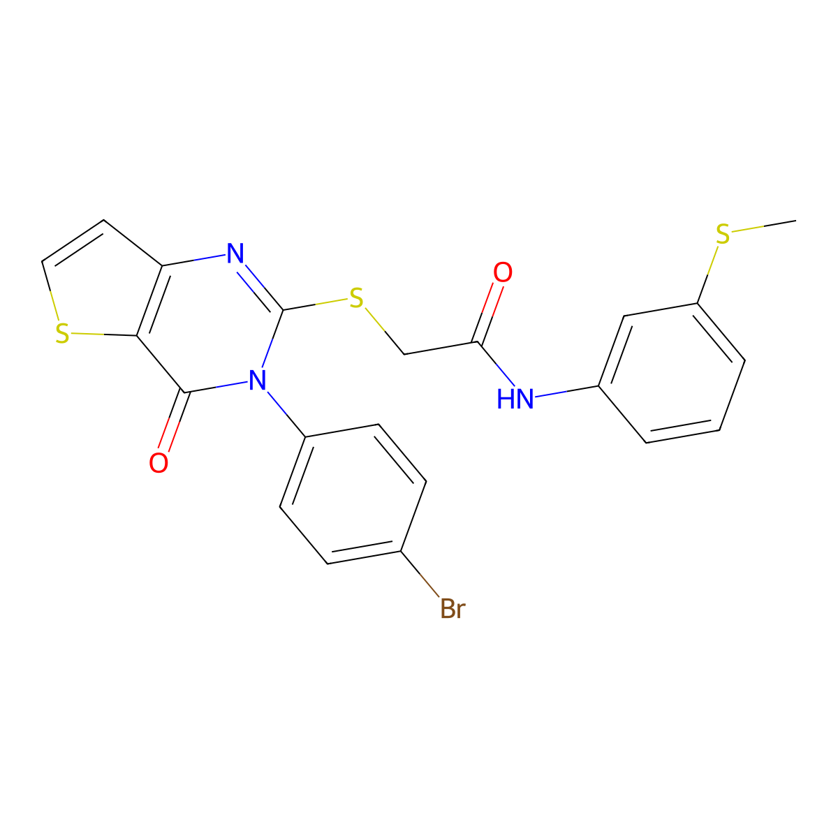 2-((3-(4-bromophenyl)-4-oxo-3,4-dihydrothieno[3,2-d]pyrimidin-2-yl)thio)-N-(3-(methylthio)phenyl)acetamide molecular structure, CAS 1798620-39-9