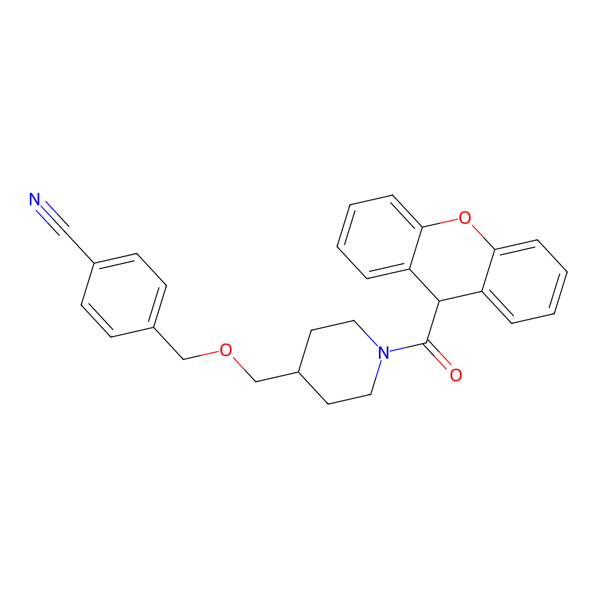 4-(((1-(9H-xanthene-9-carbonyl)piperidin-4-yl)methoxy)methyl)benzonitrile molecular structure, CAS 1798620-92-4