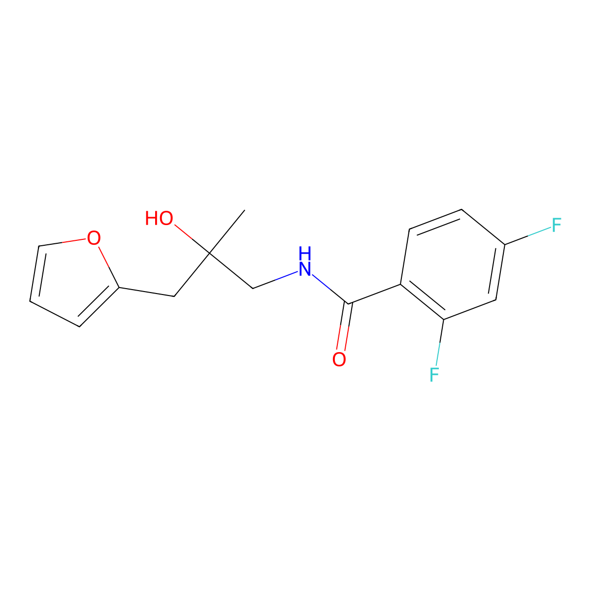 2,4-difluoro-N-(3-(furan-2-yl)-2-hydroxy-2-methylpropyl)benzamide molecular structure, CAS 1798621-03-0