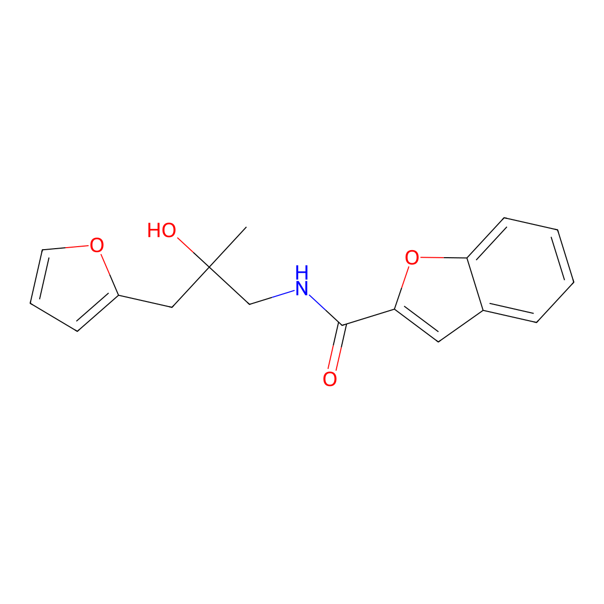N-(3-(furan-2-yl)-2-hydroxy-2-methylpropyl)benzofuran-2-carboxamide molecular structure, CAS 1798621-09-6