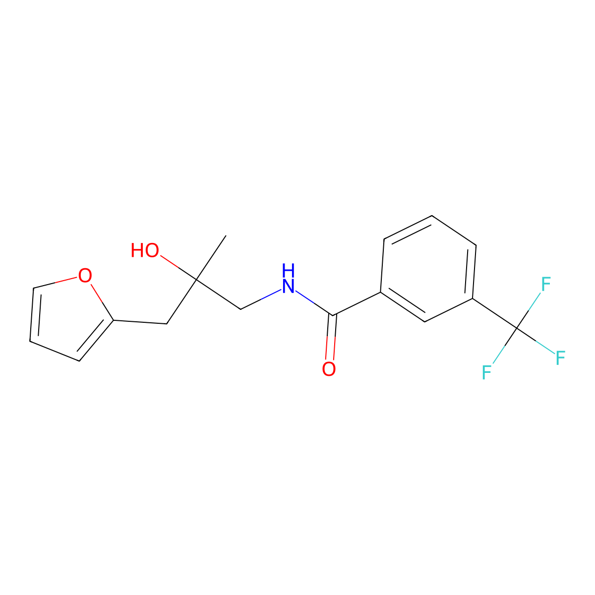 N-(3-(furan-2-yl)-2-hydroxy-2-methylpropyl)-3-(trifluoromethyl)benzamide molecular structure, CAS 1798621-26-7