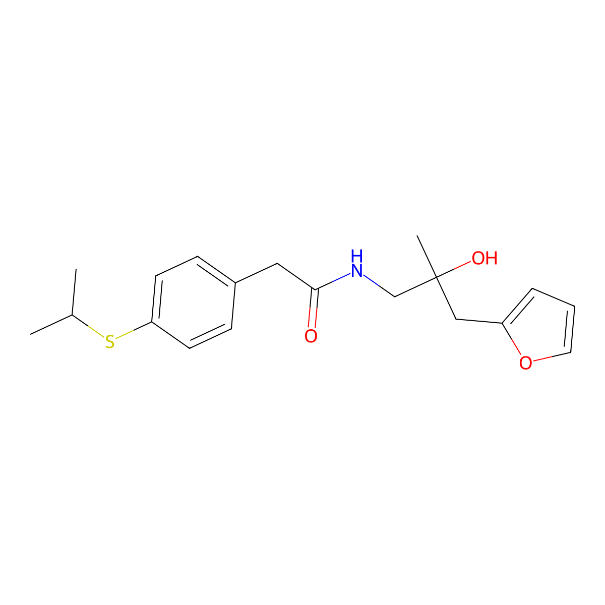 N-(3-(furan-2-yl)-2-hydroxy-2-methylpropyl)-2-(4-(isopropylthio)phenyl)acetamide molecular structure, CAS 1798621-30-3