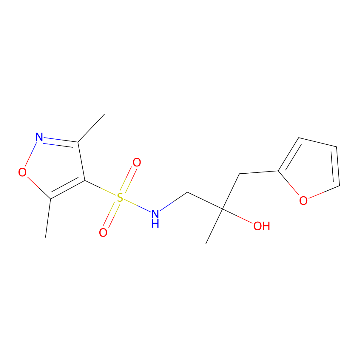 N-(3-(furan-2-yl)-2-hydroxy-2-methylpropyl)-3,5-dimethylisoxazole-4-sulfonamide molecular structure, CAS 1798621-38-1