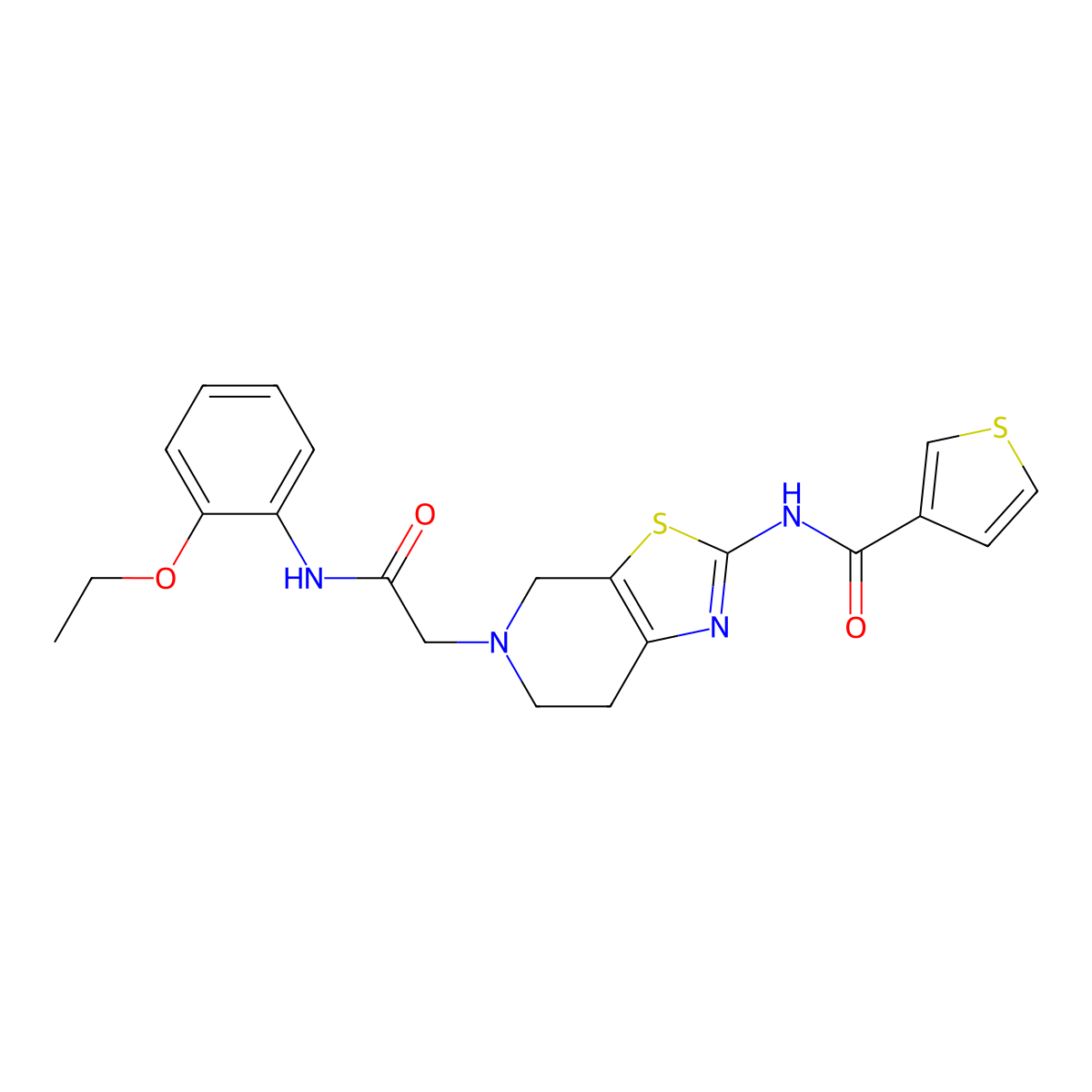 N-(5-(2-((2-ethoxyphenyl)amino)-2-oxoethyl)-4,5,6,7-tetrahydrothiazolo[5,4-c]pyridin-2-yl)thiophene-3-carboxamide molecular structure, CAS 1798621-55-2