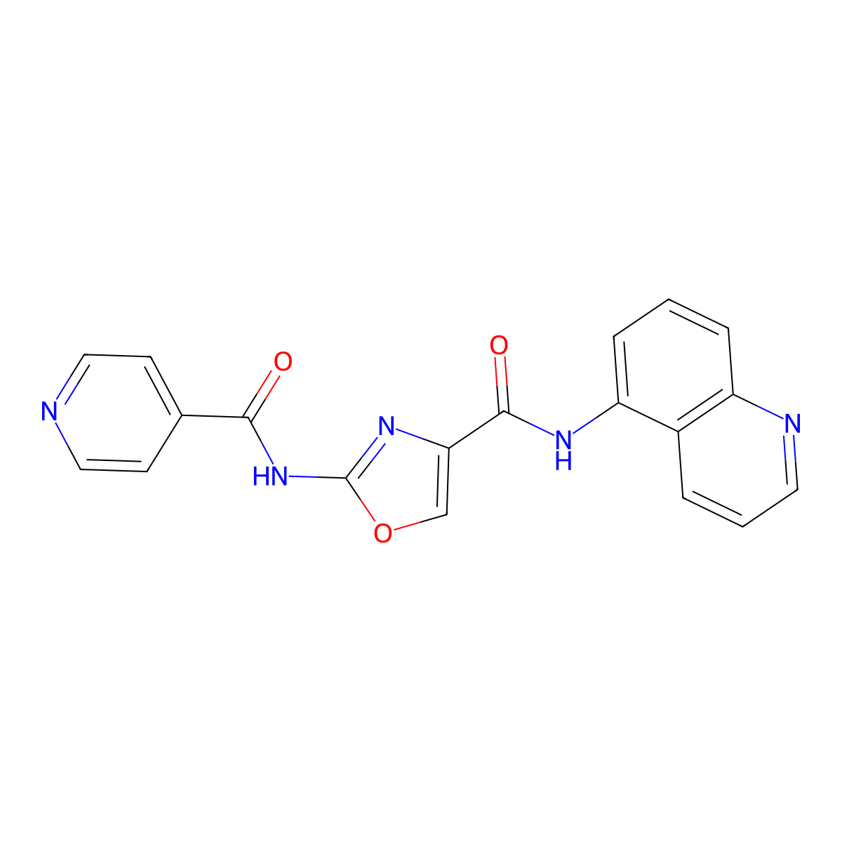 2-(isonicotinamido)-N-(quinolin-5-yl)oxazole-4-carboxamide molecular structure, CAS 1798621-63-2