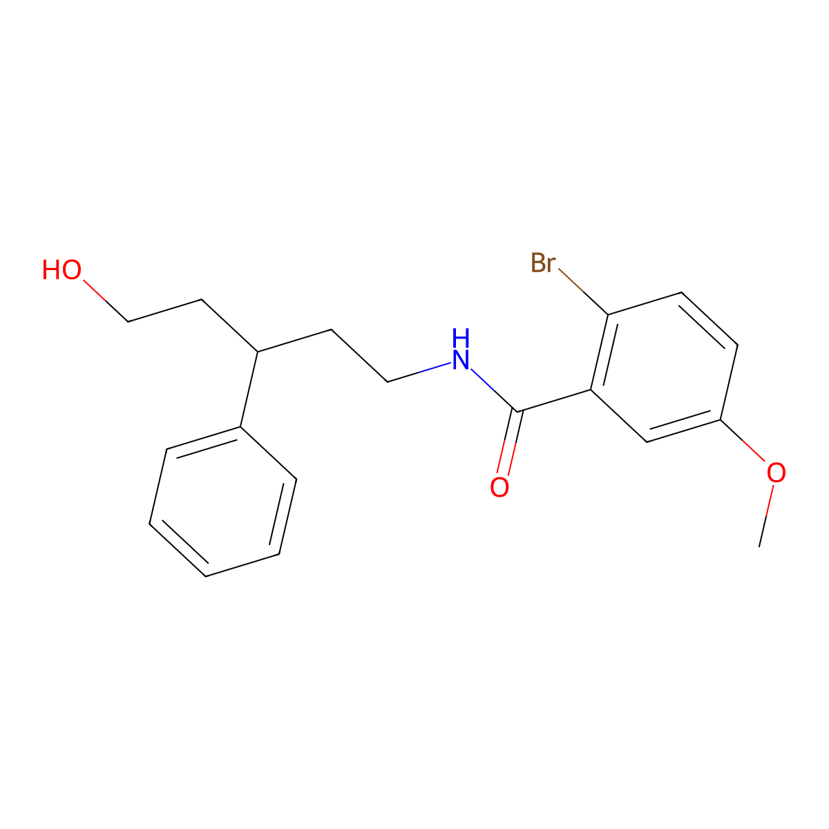 2-bromo-N-(5-hydroxy-3-phenylpentyl)-5-methoxybenzamide molecular structure, CAS 1798621-79-0