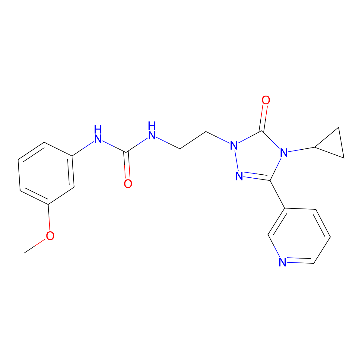 1-(2-(4-cyclopropyl-5-oxo-3-(pyridin-3-yl)-4,5-dihydro-1H-1,2,4-triazol-1-yl)ethyl)-3-(3-methoxyphenyl)urea molecular structure, CAS 1798622-17-9