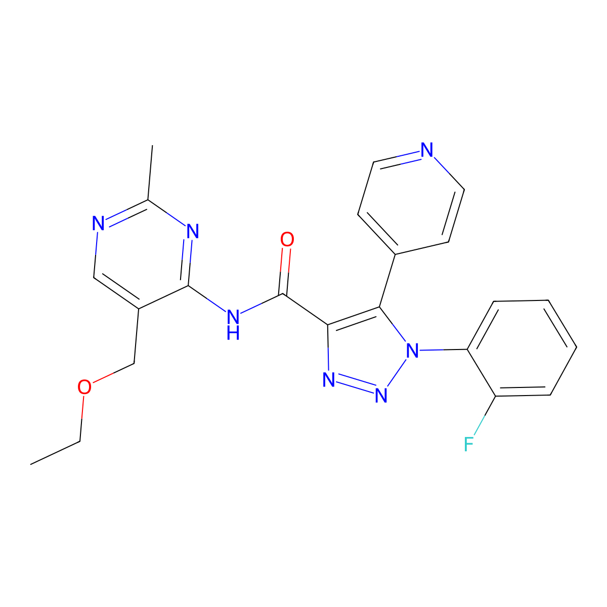 N-[5-(ethoxymethyl)-2-methylpyrimidin-4-yl]-1-(2-fluorophenyl)-5-(pyridin-4-yl)-1H-1,2,3-triazole-4-carboxamide molecular structure, CAS 1798622-79-3