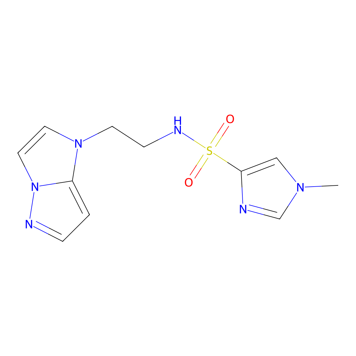 N-(2-(1H-imidazo[1,2-b]pyrazol-1-yl)ethyl)-1-methyl-1H-imidazole-4-sulfonamide molecular structure, CAS 1798622-96-4