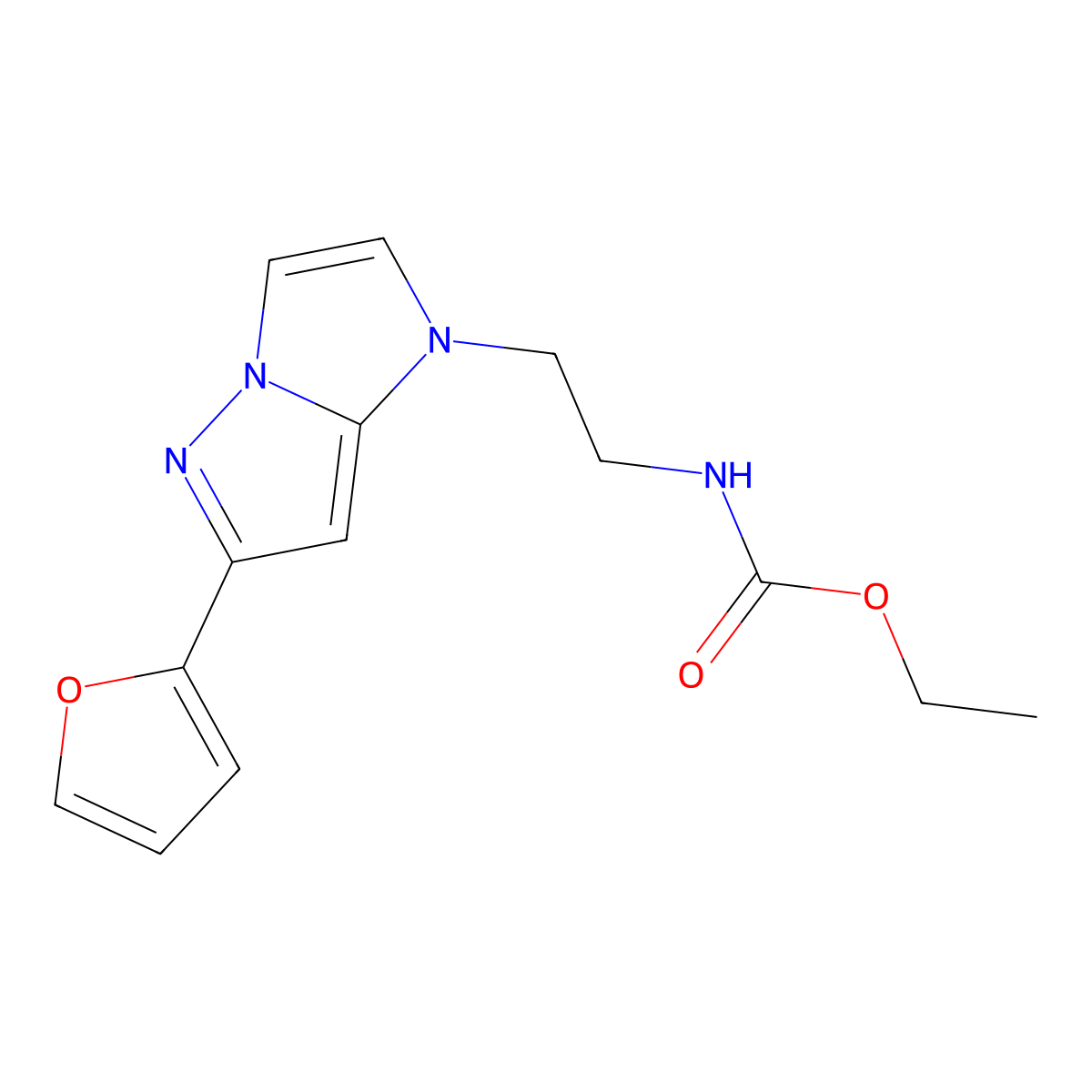 ethyl (2-(6-(furan-2-yl)-1H-imidazo[1,2-b]pyrazol-1-yl)ethyl)carbamate molecular structure, CAS 1798623-03-6