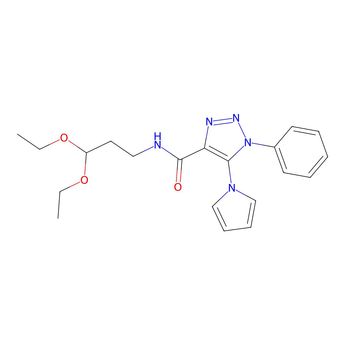 N-(3,3-diethoxypropyl)-1-phenyl-5-(1H-pyrrol-1-yl)-1H-1,2,3-triazole-4-carboxamide molecular structure, CAS 1798623-10-5