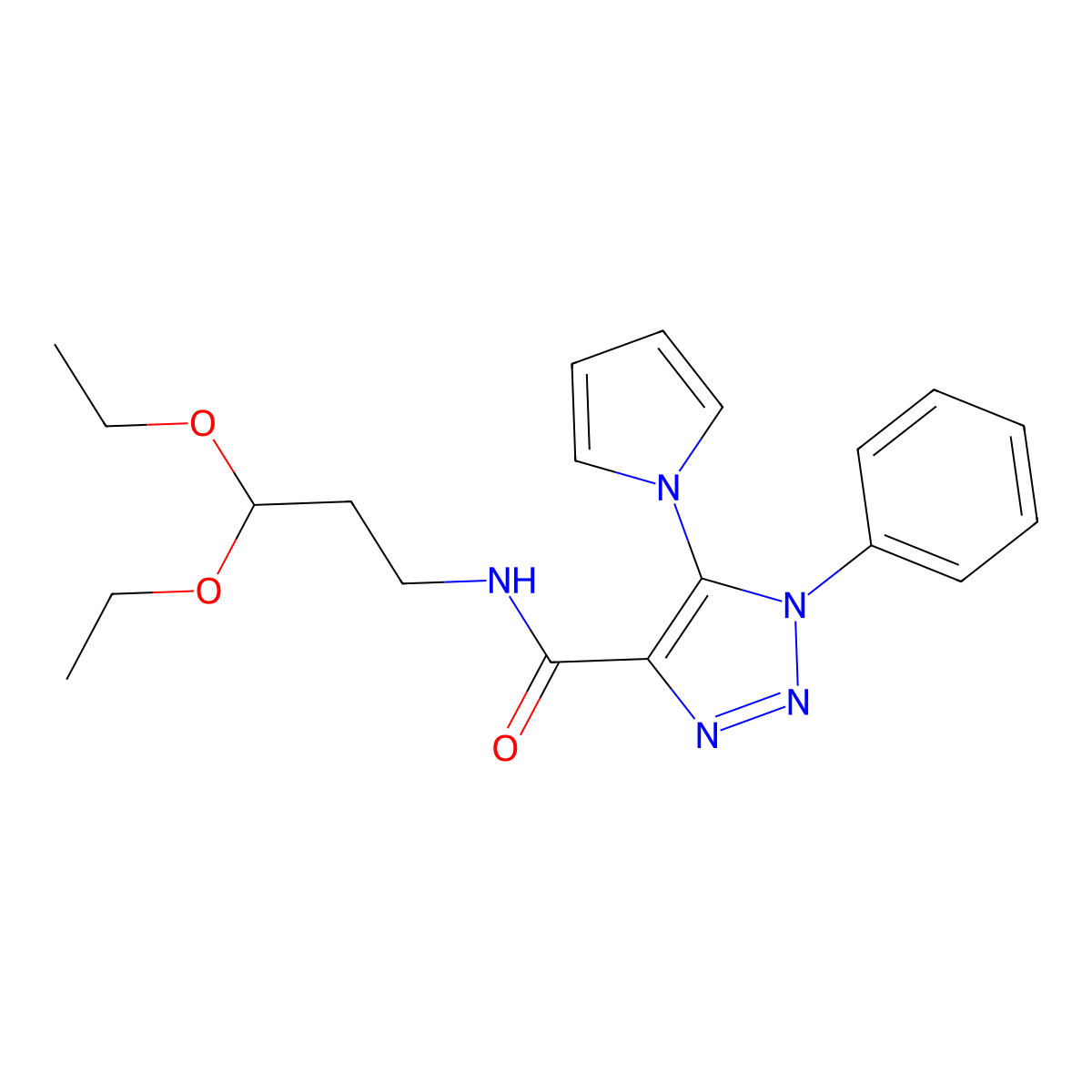 N-(3,3-diethoxypropyl)-1-phenyl-5-(1H-pyrrol-1-yl)-1H-1,2,3-triazole-4-carboxamide molecular structure, CAS 1798623-10-5