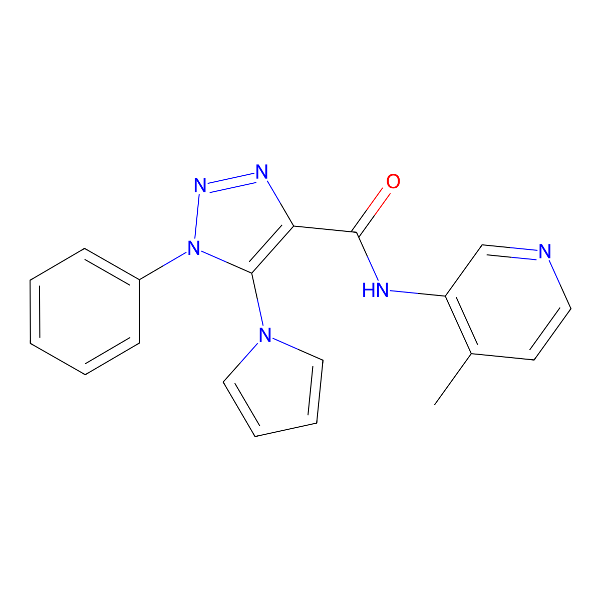 N-(4-methylpyridin-3-yl)-1-phenyl-5-(1H-pyrrol-1-yl)-1H-1,2,3-triazole-4-carboxamide molecular structure, CAS 1798623-19-4