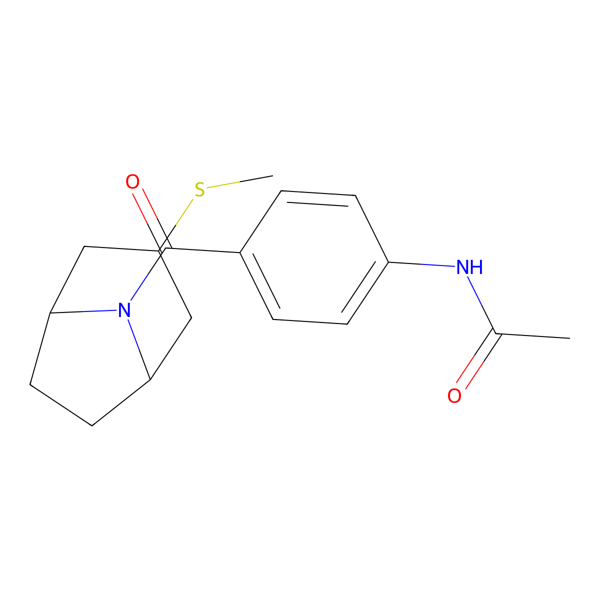 N-(4-((1R,5S)-3-(methylthio)-8-azabicyclo[3.2.1]octane-8-carbonyl)phenyl)acetamide molecular structure, CAS 1798623-38-7