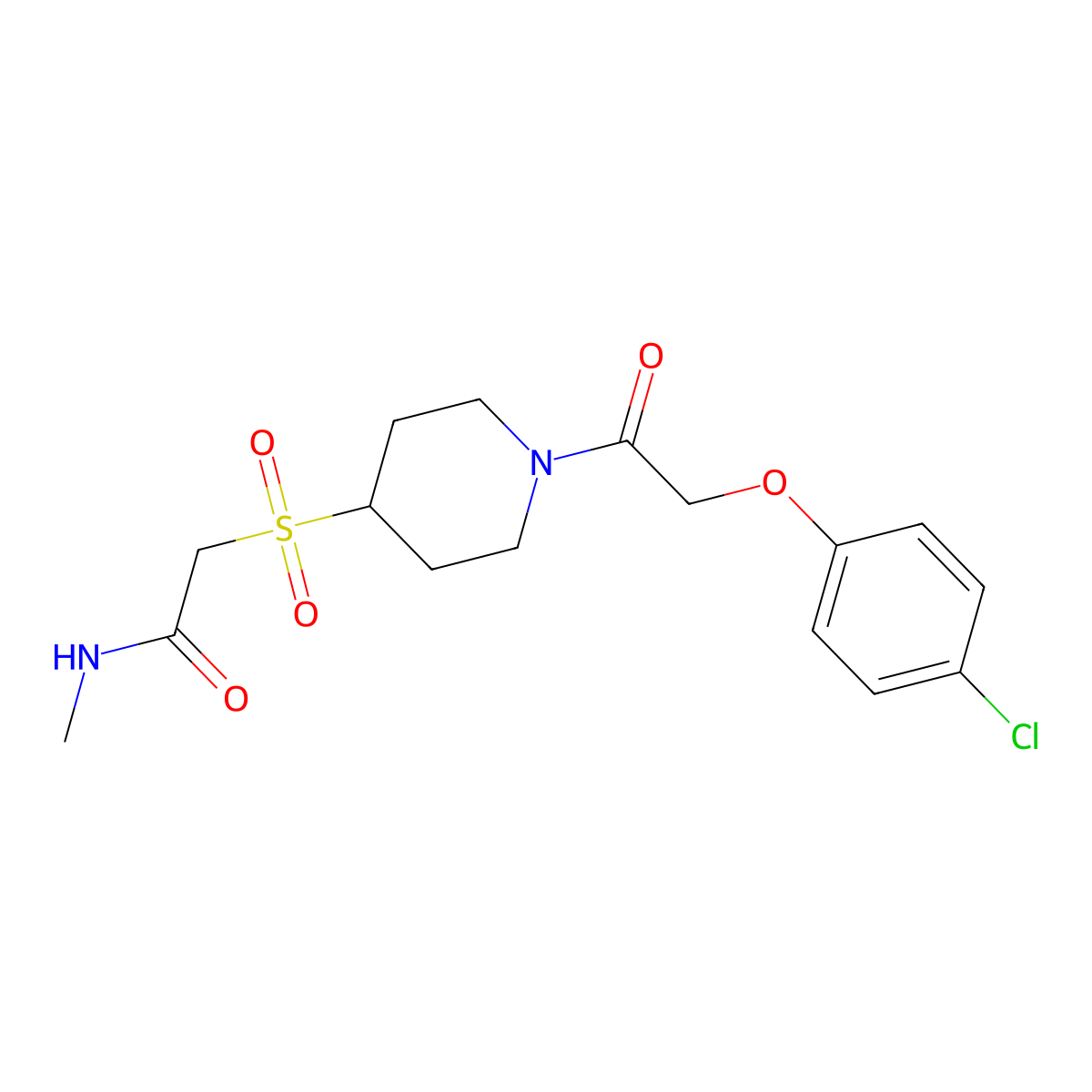 2-({1-[2-(4-chlorophenoxy)acetyl]piperidin-4-yl}sulfonyl)-N-methylacetamide molecular structure, CAS 1798623-58-1