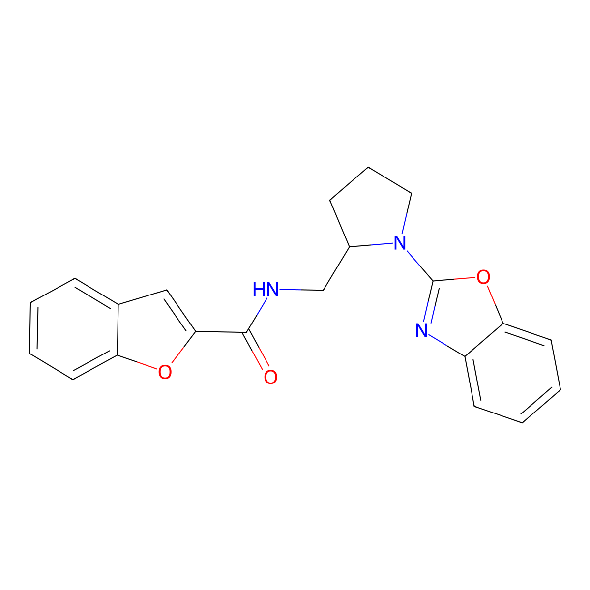 N-((1-(benzo[d]oxazol-2-yl)pyrrolidin-2-yl)methyl)benzofuran-2-carboxamide molecular structure, CAS 1798623-74-1