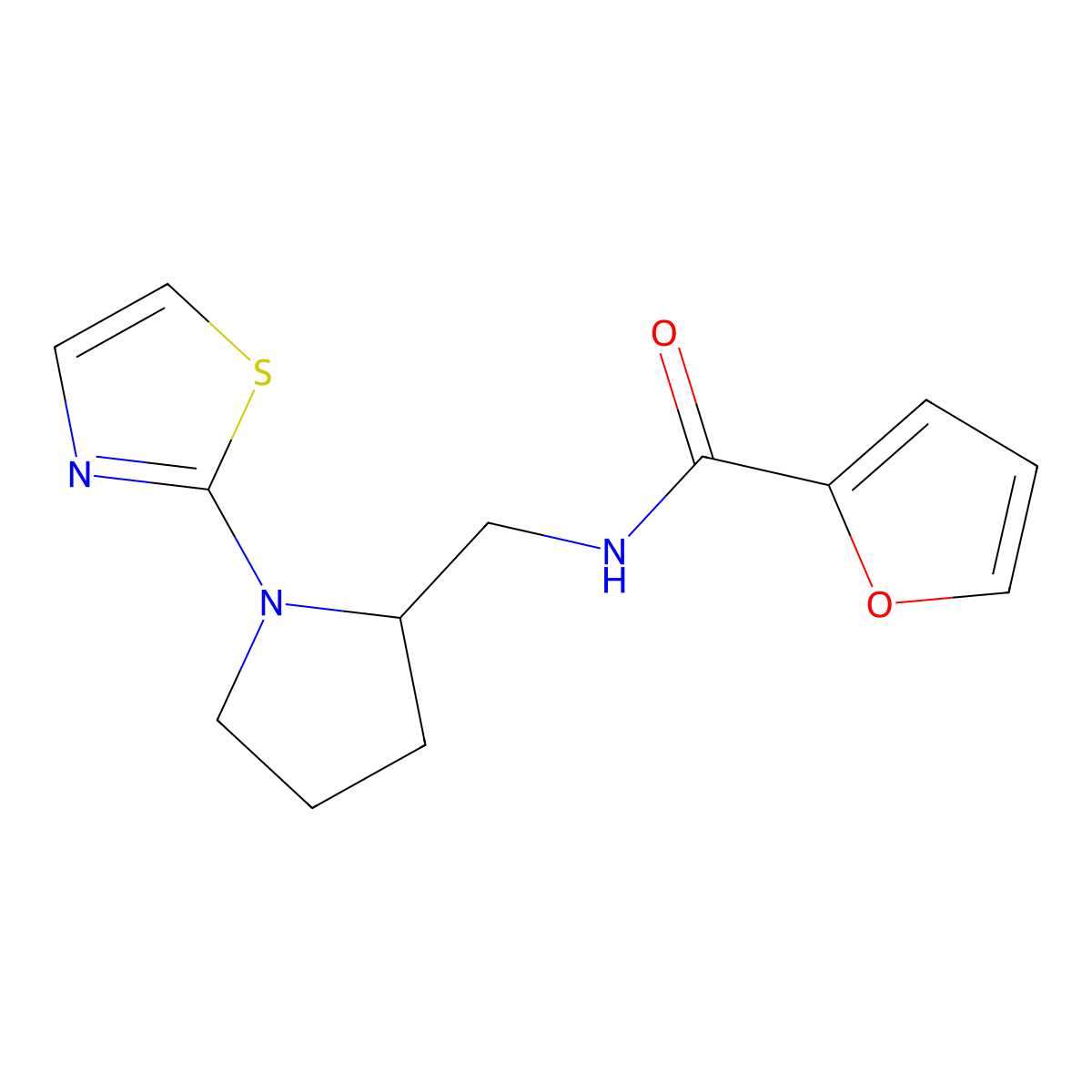 N-((1-(thiazol-2-yl)pyrrolidin-2-yl)methyl)furan-2-carboxamide molecular structure, CAS 1798623-98-9