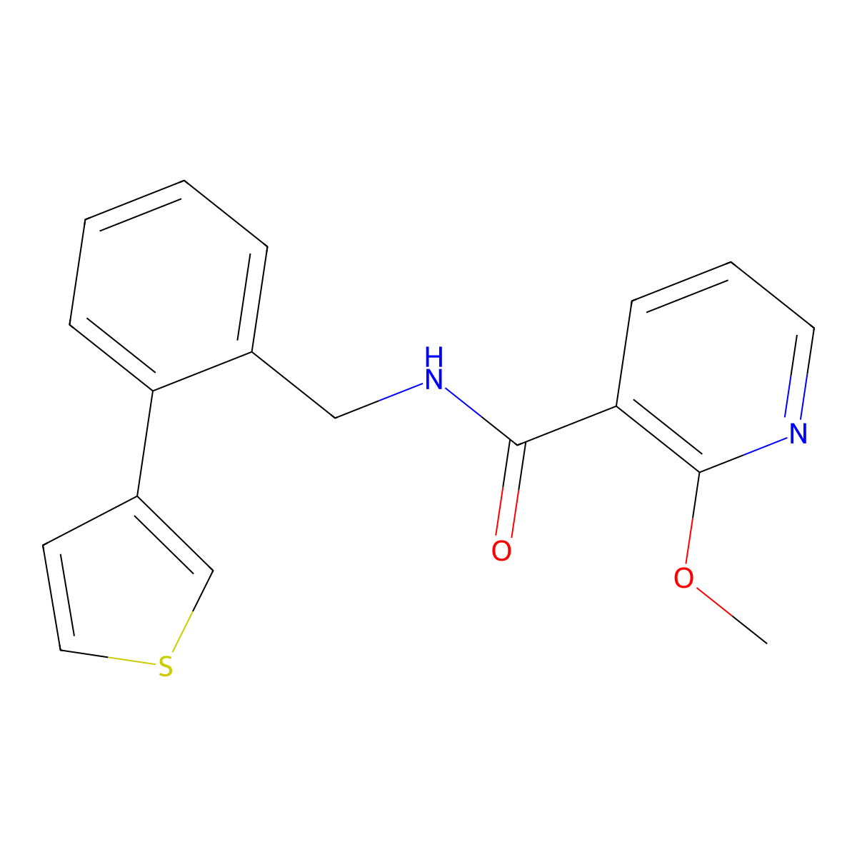 2-methoxy-N-(2-(thiophen-3-yl)benzyl)nicotinamide molecular structure, CAS 1798624-70-0