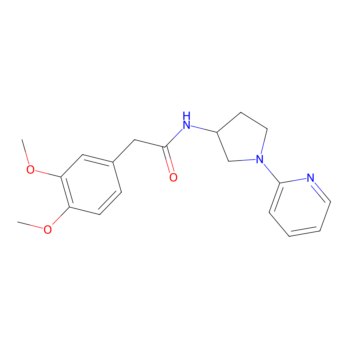 2-(3,4-dimethoxyphenyl)-N-[1-(pyridin-2-yl)pyrrolidin-3-yl]acetamide molecular structure, CAS 1798624-75-5