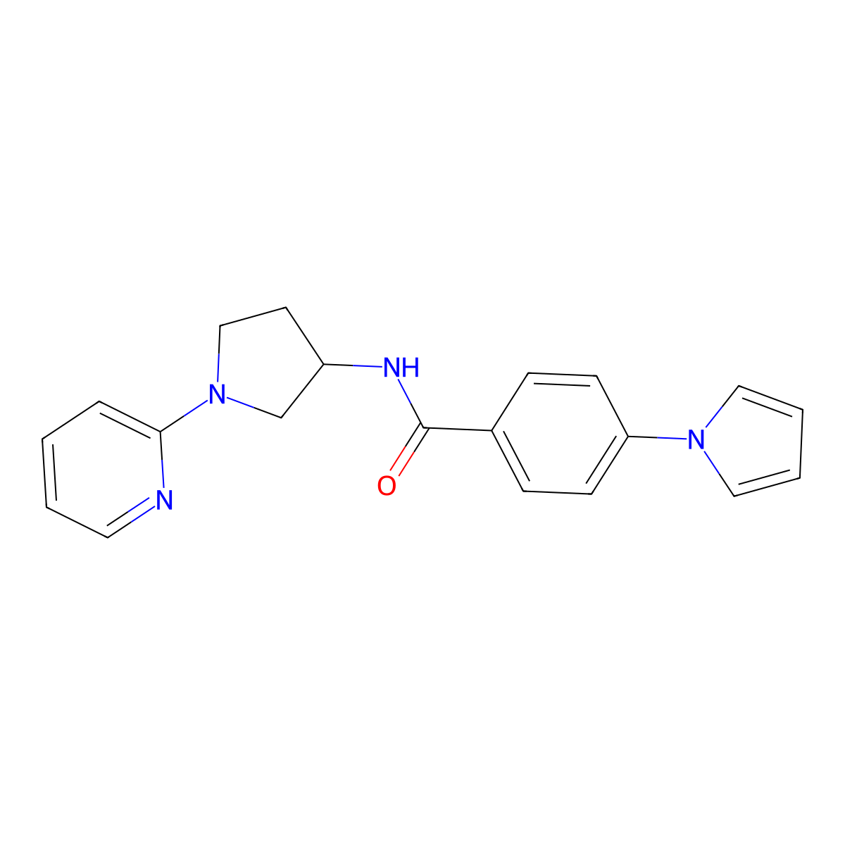 N-(1-(pyridin-2-yl)pyrrolidin-3-yl)-4-(1H-pyrrol-1-yl)benzamide molecular structure, CAS 1798625-03-2