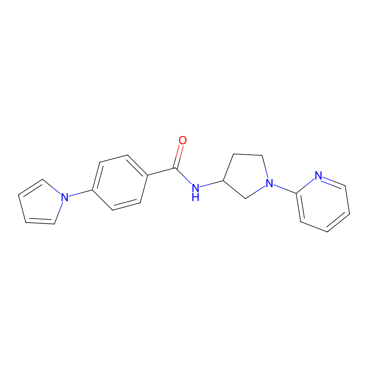 N-(1-(pyridin-2-yl)pyrrolidin-3-yl)-4-(1H-pyrrol-1-yl)benzamide molecular structure, CAS 1798625-03-2