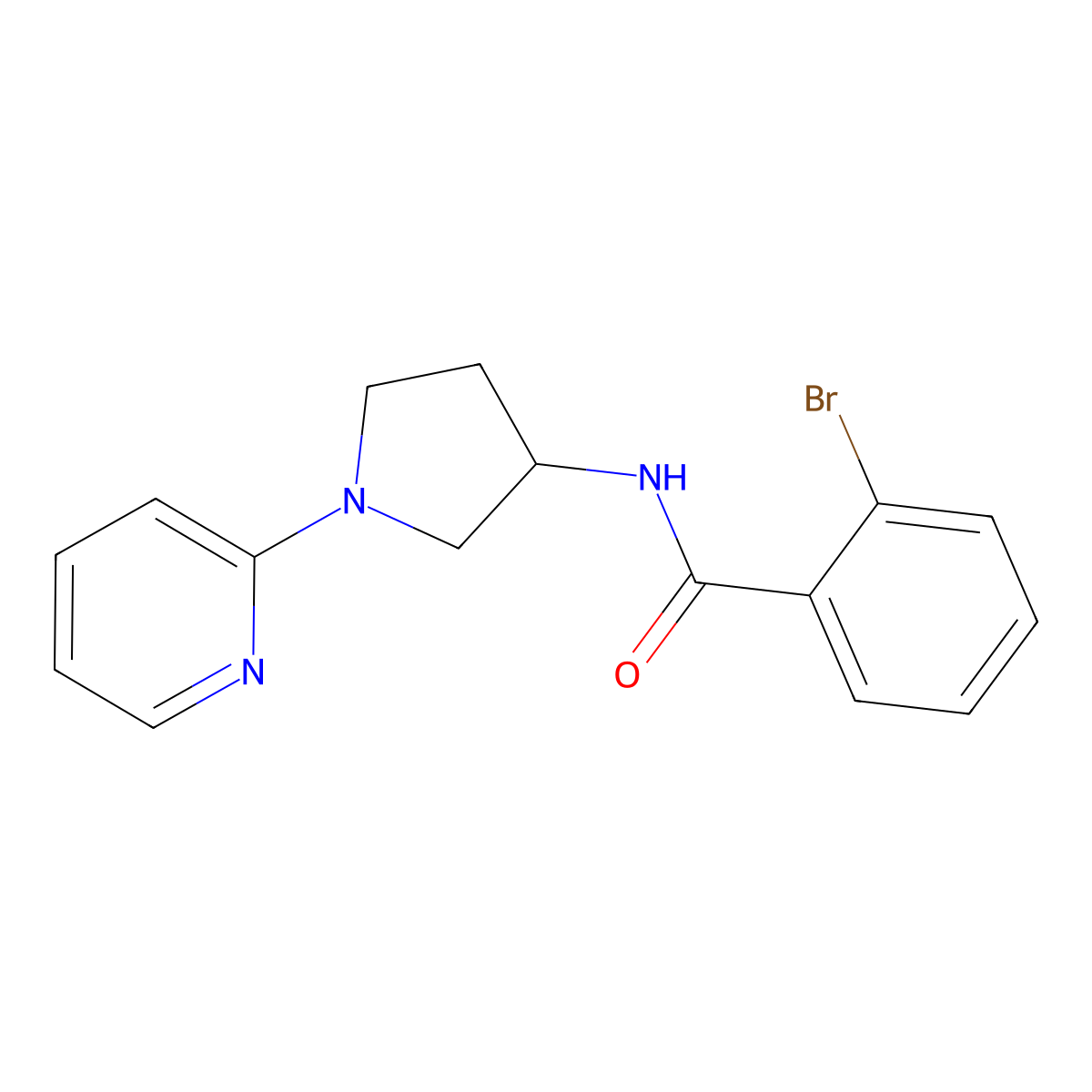2-bromo-N-(1-(pyridin-2-yl)pyrrolidin-3-yl)benzamide molecular structure, CAS 1798625-10-1