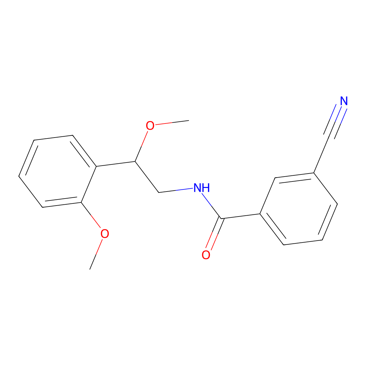 3-cyano-N-[2-methoxy-2-(2-methoxyphenyl)ethyl]benzamide molecular structure, CAS 1798625-53-2
