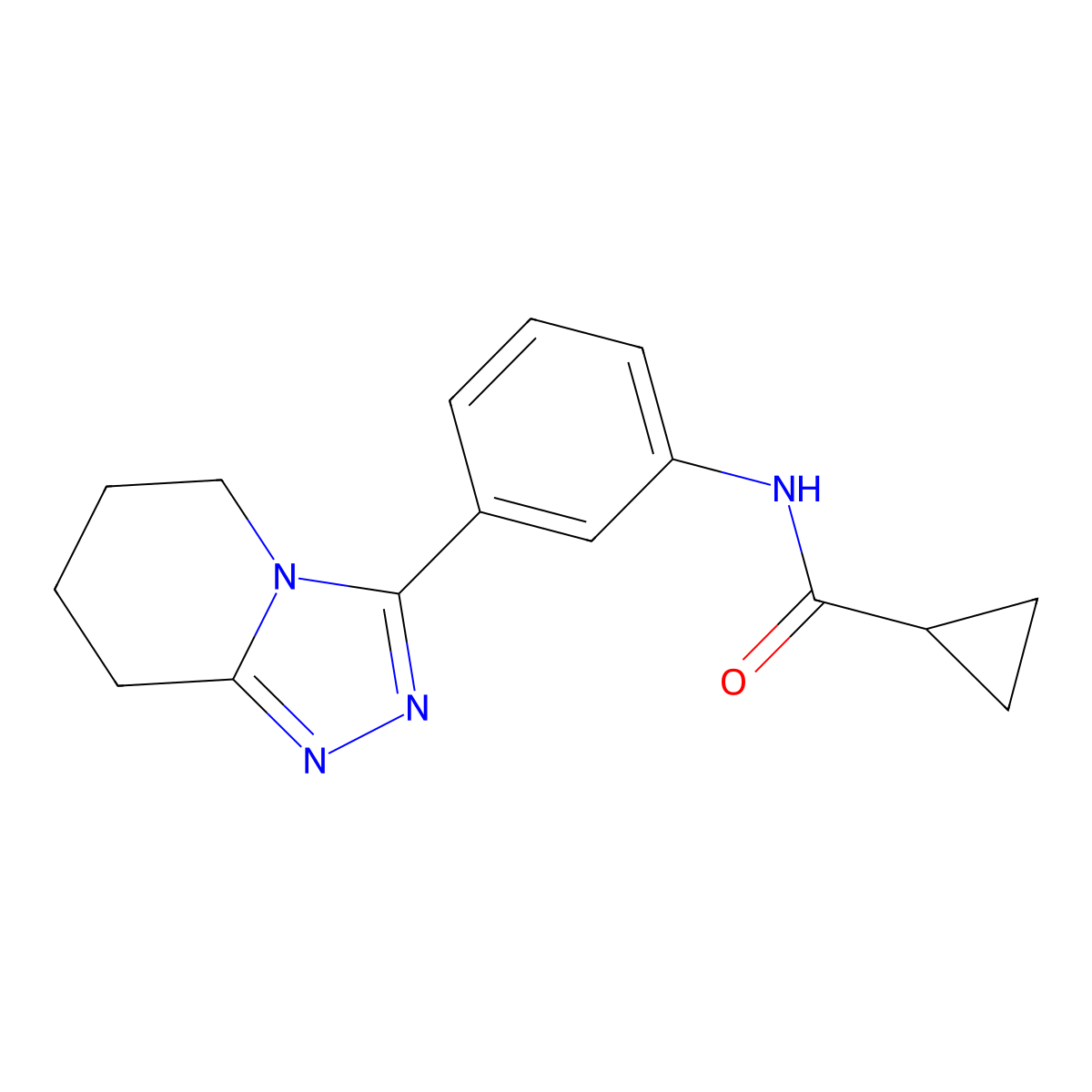 N-[3-(5,6,7,8-tetrahydro[1,2,4]triazolo[4,3-a]pyridin-3-yl)phenyl]cyclopropanecarboxamide molecular structure, CAS 1798632-46-8