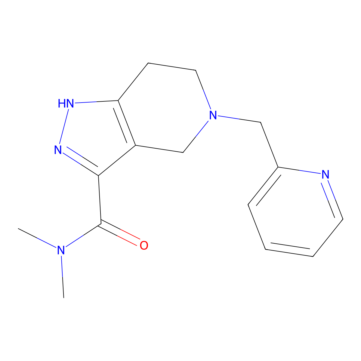 N,N-Dimethyl-5-(pyridin-2-ylmethyl)-4,5,6,7-tetrahydro-1H-pyrazolo[4,3-c]pyridine-3-carboxamide molecular structure, CAS 1798633-43-8