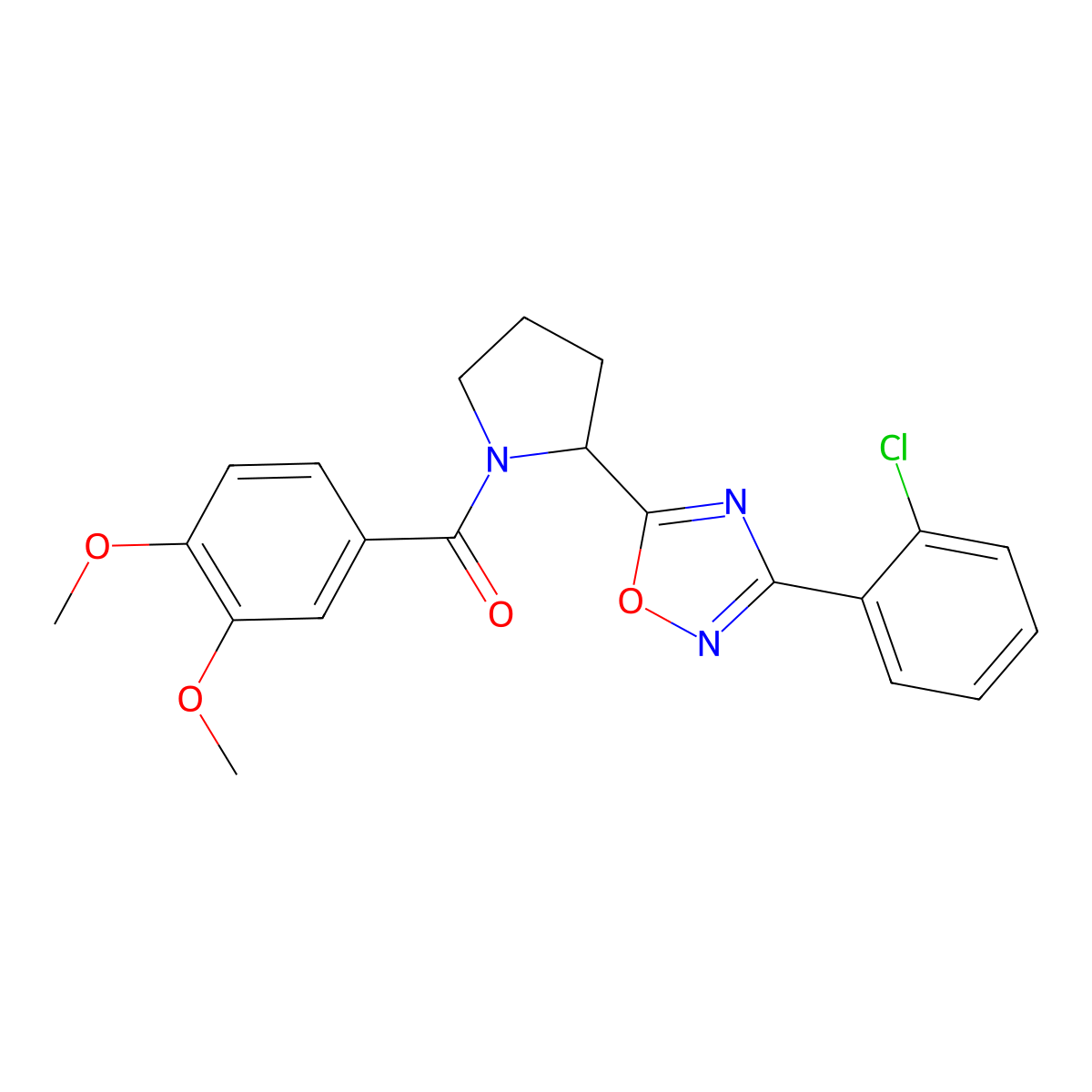 3-(2-Chlorophenyl)-5-[1-(3,4-dimethoxybenzoyl)pyrrolidin-2-yl]-1,2,4-oxadiazole molecular structure, CAS 1798633-61-0
