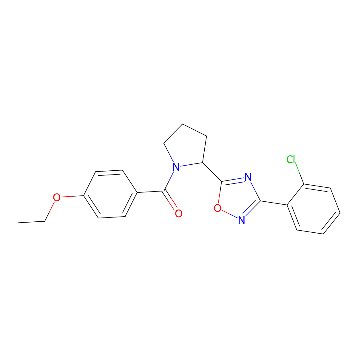 3-(2-Chlorophenyl)-5-[1-(4-ethoxybenzoyl)pyrrolidin-2-yl]-1,2,4-oxadiazole molecular structure, CAS 1798633-63-2