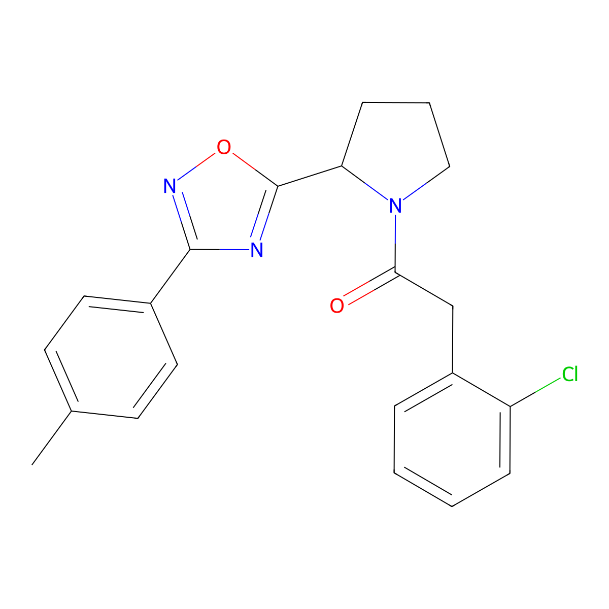 5-{1-[(2-Chlorophenyl)acetyl]pyrrolidin-2-yl}-3-(4-methylphenyl)-1,2,4-oxadiazole molecular structure, CAS 1798633-77-8
