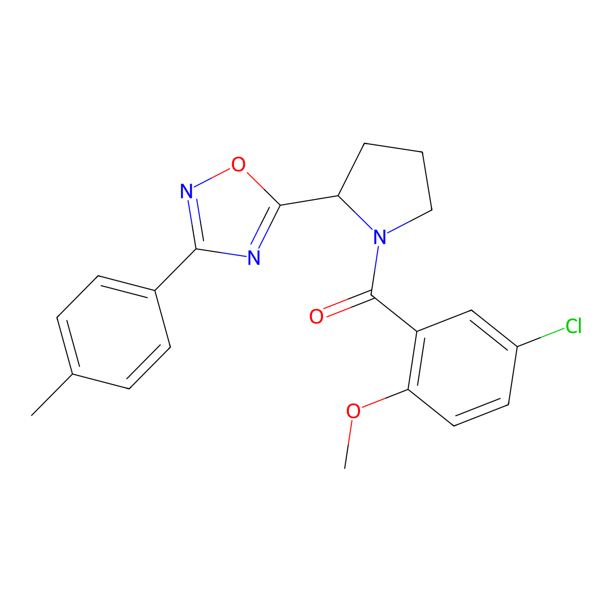 5-[1-(5-Chloro-2-methoxybenzoyl)pyrrolidin-2-yl]-3-(4-methylphenyl)-1,2,4-oxadiazole molecular structure, CAS 1798633-85-8