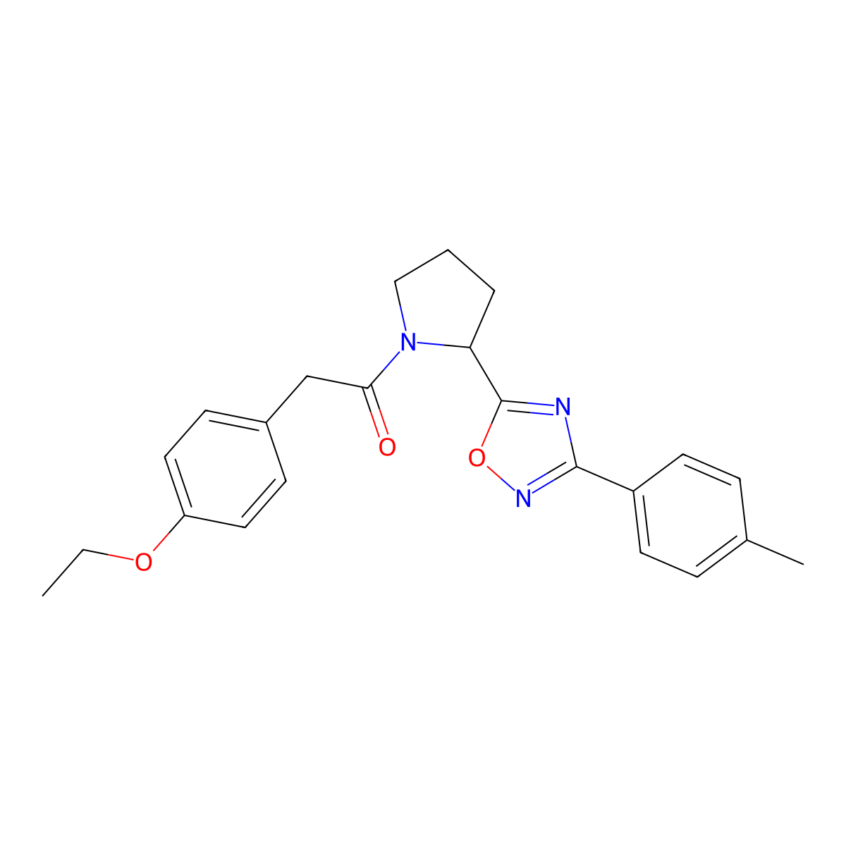5-{1-[(4-Ethoxyphenyl)acetyl]pyrrolidin-2-yl}-3-(4-methylphenyl)-1,2,4-oxadiazole molecular structure, CAS 1798633-90-5