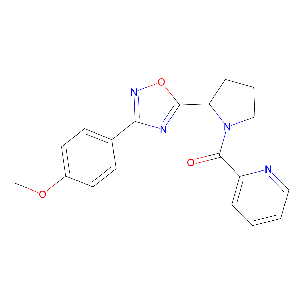 2-({2-[3-(4-Methoxyphenyl)-1,2,4-oxadiazol-5-yl]pyrrolidin-1-yl}carbonyl)pyridine molecular structure, CAS 1798633-99-4