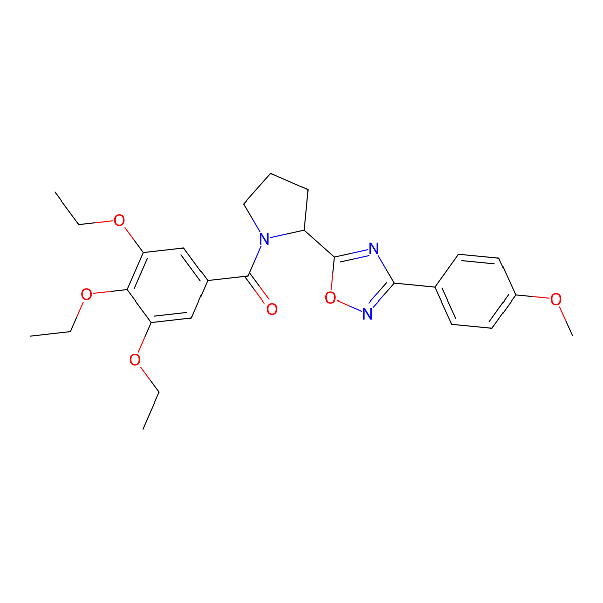 3-(4-Methoxyphenyl)-5-[1-(3,4,5-triethoxybenzoyl)pyrrolidin-2-yl]-1,2,4-oxadiazole molecular structure, CAS 1798634-02-2