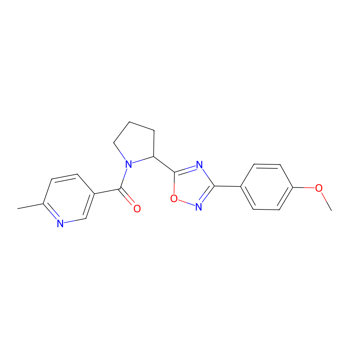 5-({2-[3-(4-Methoxyphenyl)-1,2,4-oxadiazol-5-yl]pyrrolidin-1-yl}carbonyl)-2-methylpyridine molecular structure, CAS 1798634-08-8