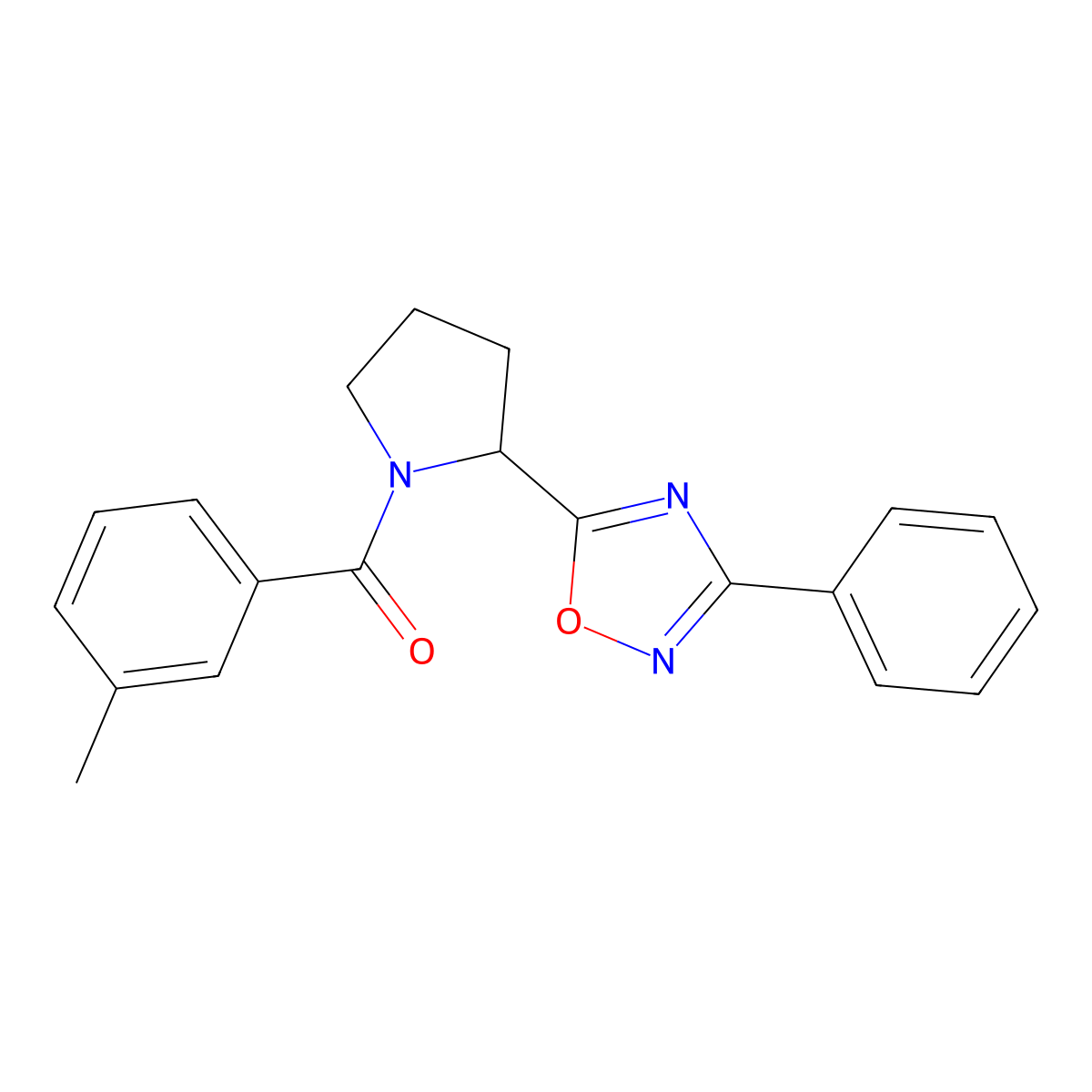 5-[1-(3-Methylbenzoyl)pyrrolidin-2-yl]-3-phenyl-1,2,4-oxadiazole molecular structure, CAS 1798634-21-5