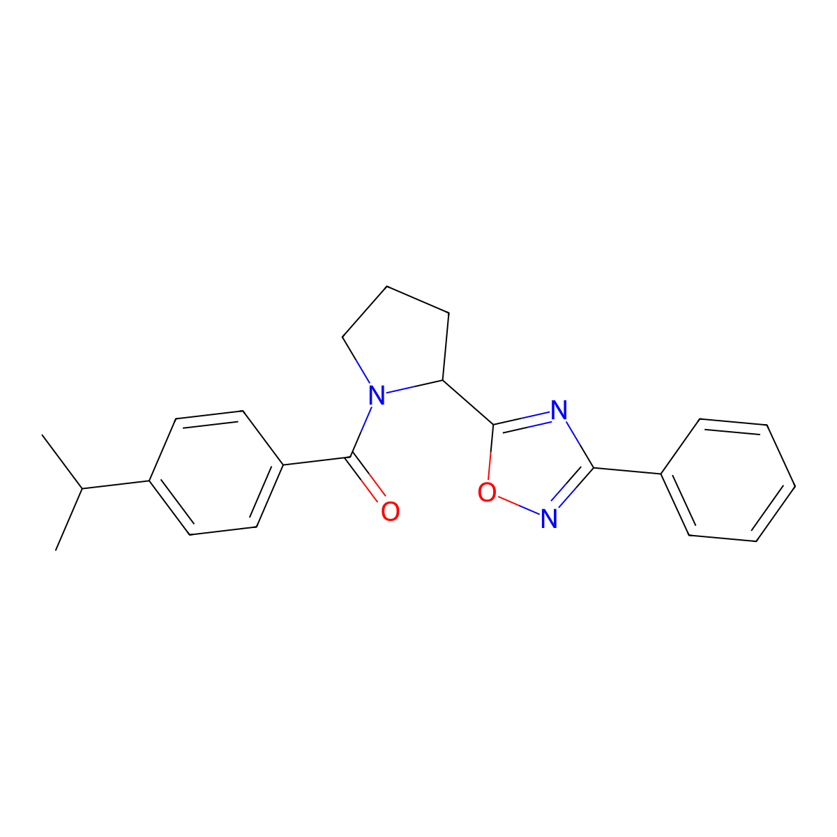 5-[1-(4-Isopropylbenzoyl)pyrrolidin-2-yl]-3-phenyl-1,2,4-oxadiazole molecular structure, CAS 1798634-25-9