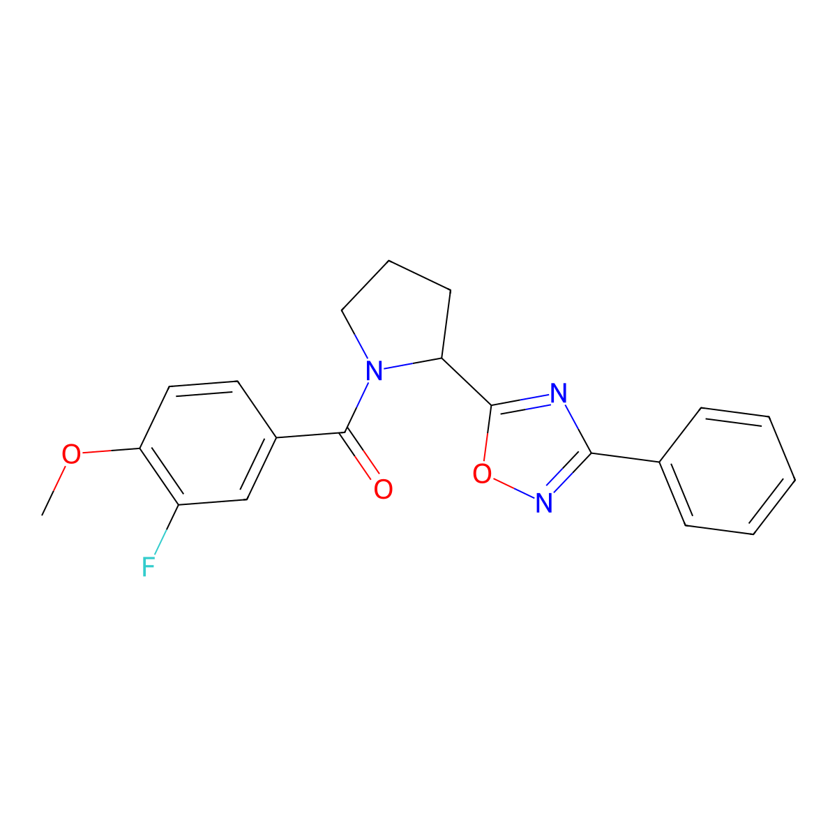 5-[1-(3-Fluoro-4-methoxybenzoyl)pyrrolidin-2-yl]-3-phenyl-1,2,4-oxadiazole molecular structure, CAS 1798634-29-3