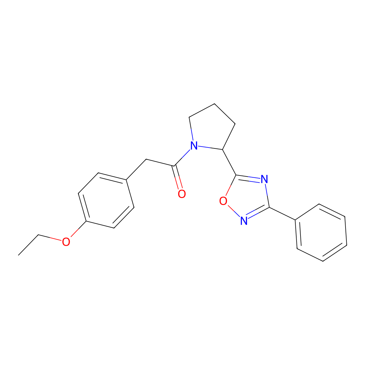 5-{1-[(4-Ethoxyphenyl)acetyl]pyrrolidin-2-yl}-3-phenyl-1,2,4-oxadiazole molecular structure, CAS 1798634-33-9