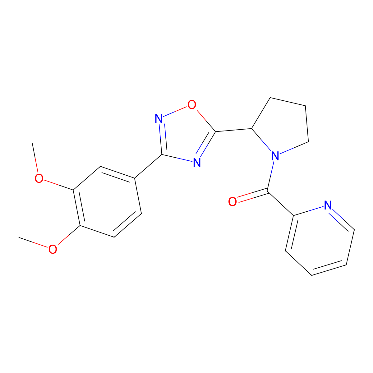 2-({2-[3-(3,4-Dimethoxyphenyl)-1,2,4-oxadiazol-5-yl]pyrrolidin-1-yl}carbonyl)pyridine molecular structure, CAS 1798634-37-3