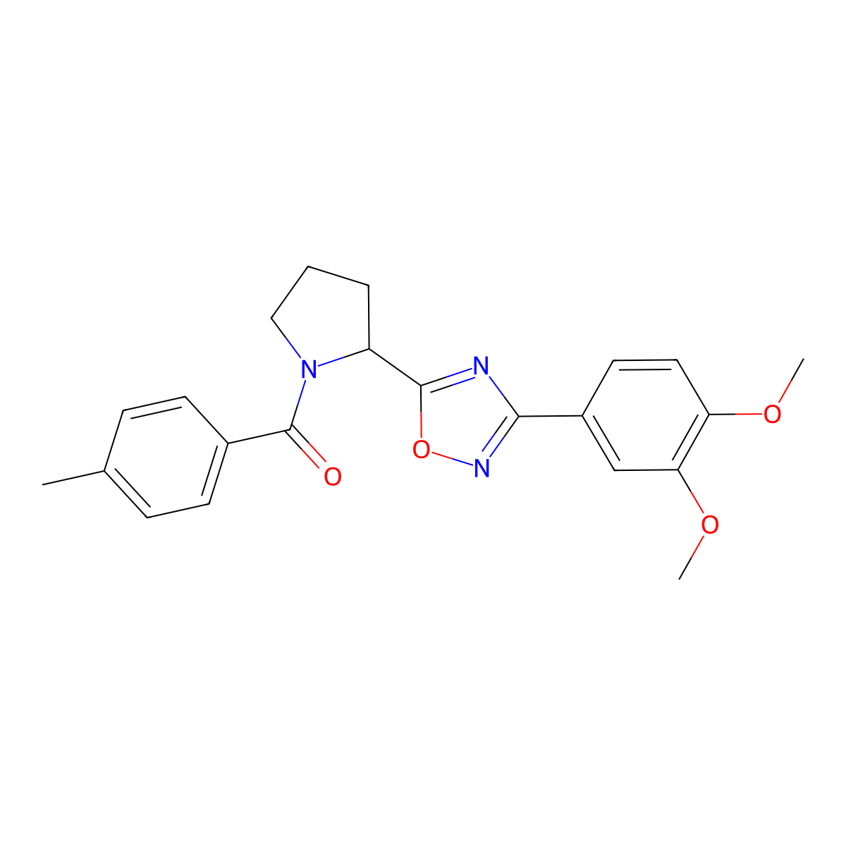 3-(3,4-Dimethoxyphenyl)-5-[1-(4-methylbenzoyl)pyrrolidin-2-yl]-1,2,4-oxadiazole molecular structure, CAS 1798634-44-2