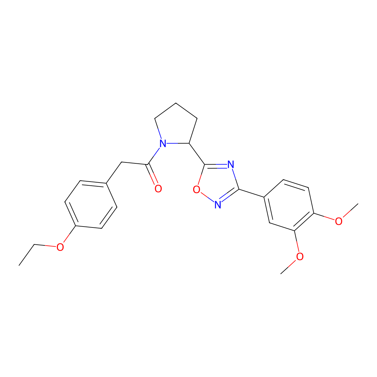 3-(3,4-Dimethoxyphenyl)-5-{1-[(4-ethoxyphenyl)acetyl]pyrrolidin-2-yl}-1,2,4-oxadiazole molecular structure, CAS 1798634-47-5