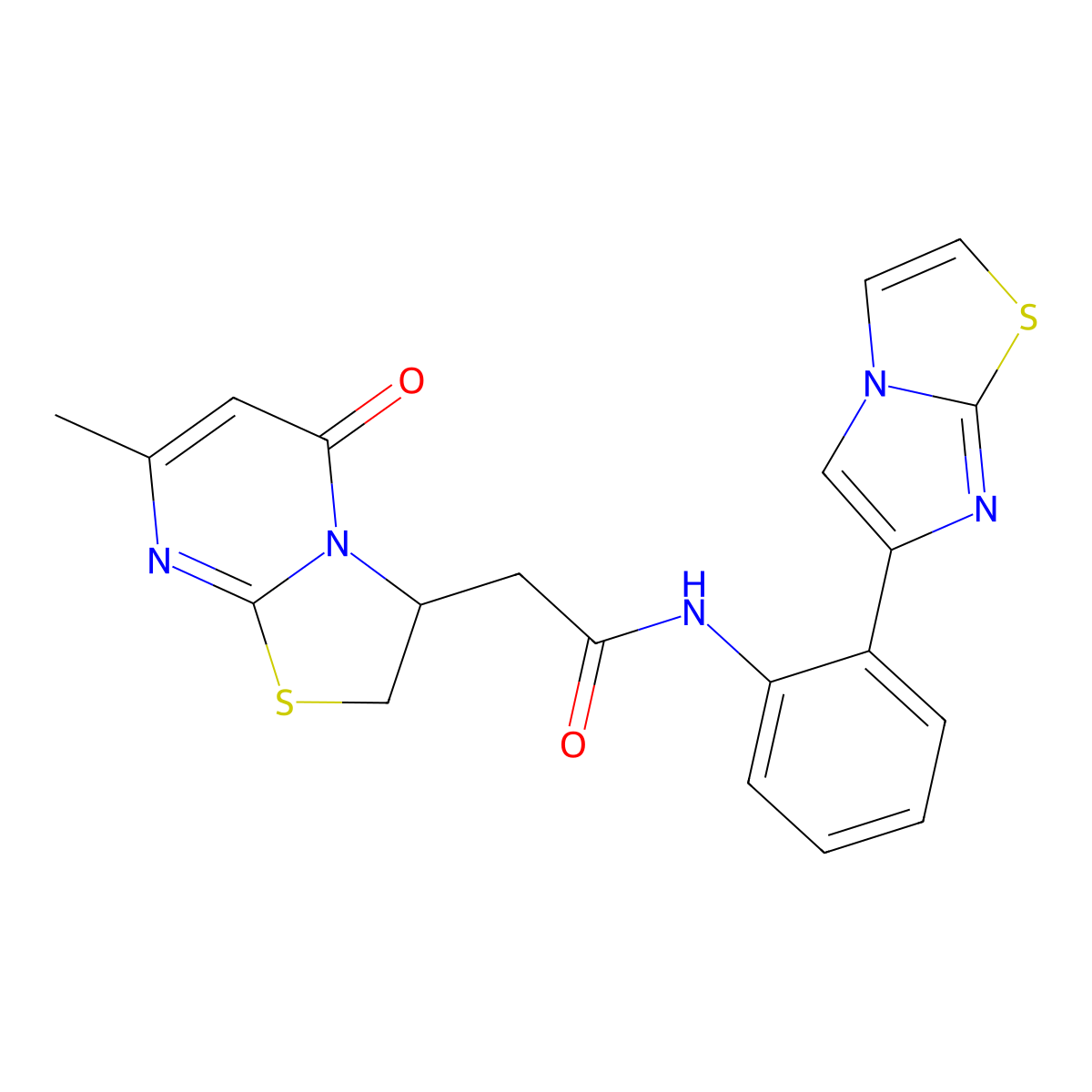 N-(2-(imidazo[2,1-b]thiazol-6-yl)phenyl)-2-(7-methyl-5-oxo-3,5-dihydro-2H-thiazolo[3,2-a]pyrimidin-3-yl)acetamide molecular structure, CAS 1798637-39-4