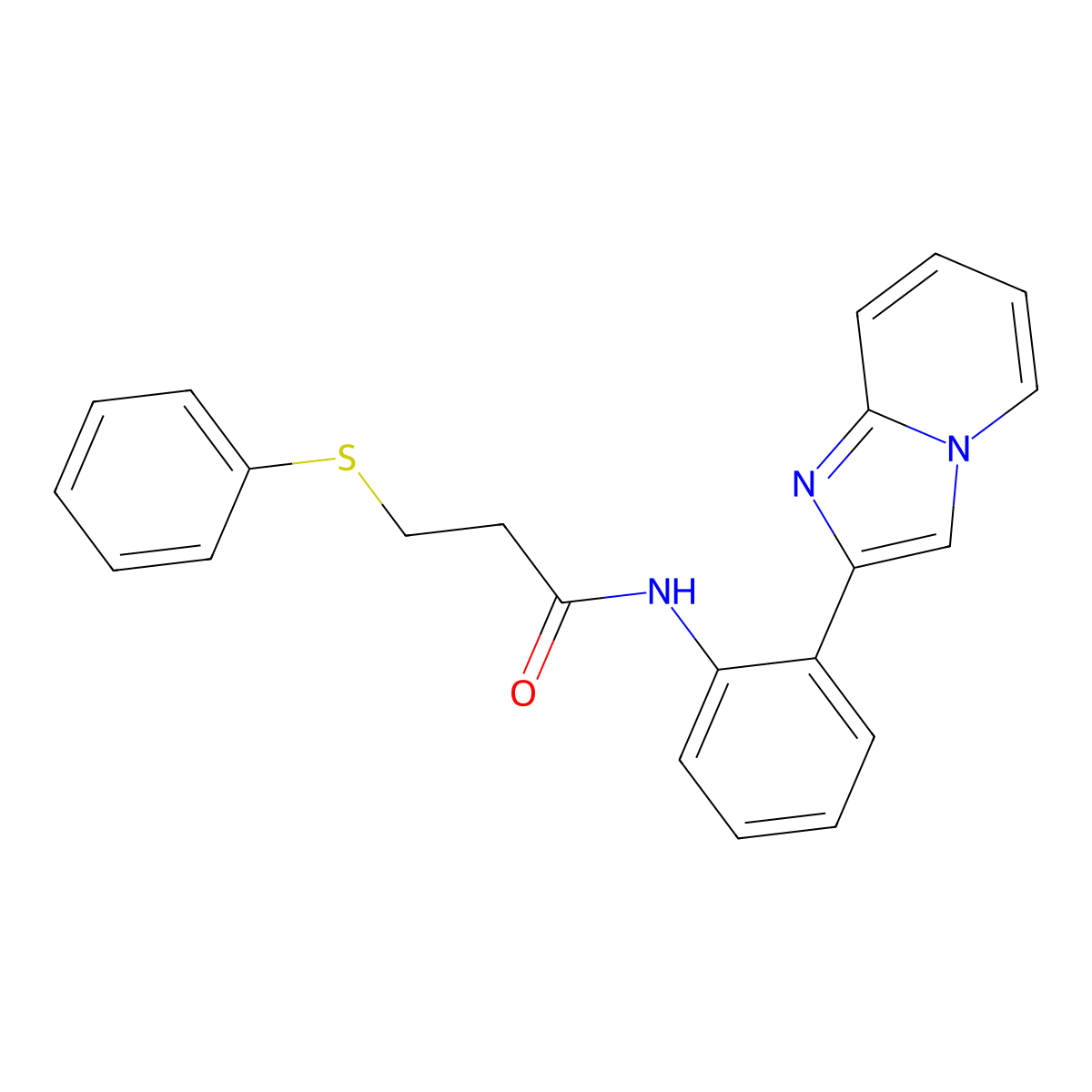 N-(2-(imidazo[1,2-a]pyridin-2-yl)phenyl)-3-(phenylthio)propanamide molecular structure, CAS 1798637-43-0