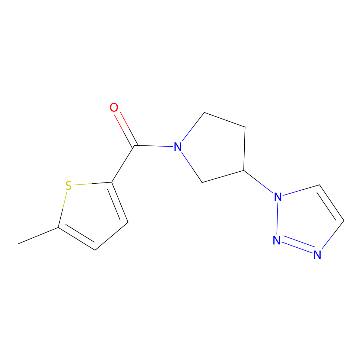 (3-(1H-1,2,3-triazol-1-yl)pyrrolidin-1-yl)(5-methylthiophen-2-yl)methanone molecular structure, CAS 1798637-75-8