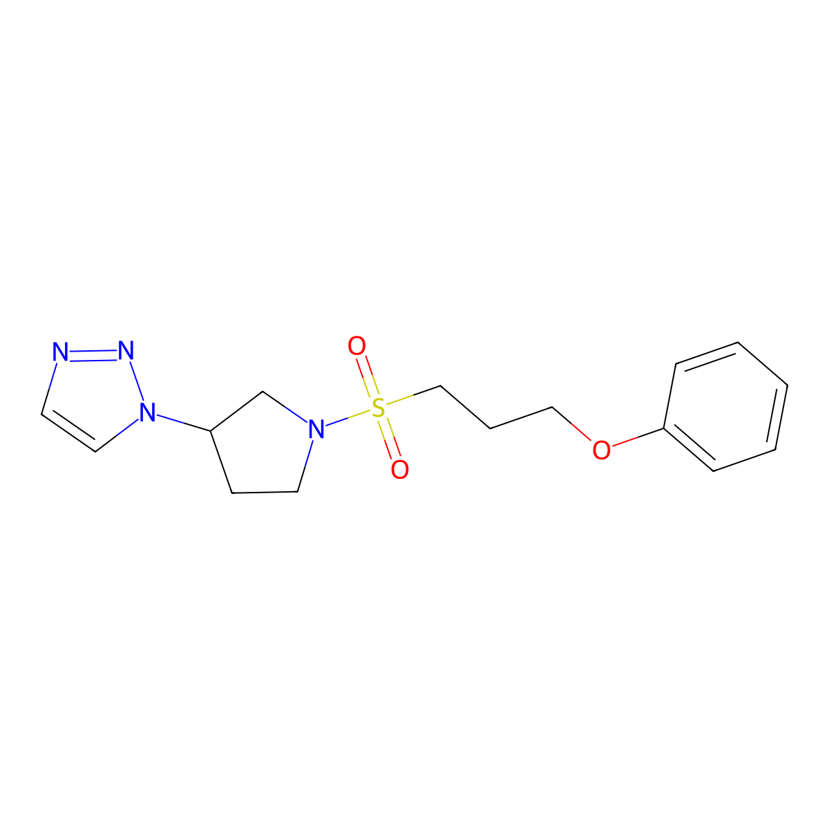 1-(1-((3-phenoxypropyl)sulfonyl)pyrrolidin-3-yl)-1H-1,2,3-triazole molecular structure, CAS 1798637-87-2